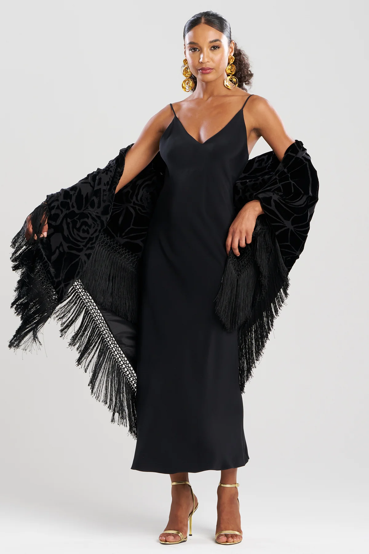 Couture Burnout Velvet Fringe Shawl - Image 2