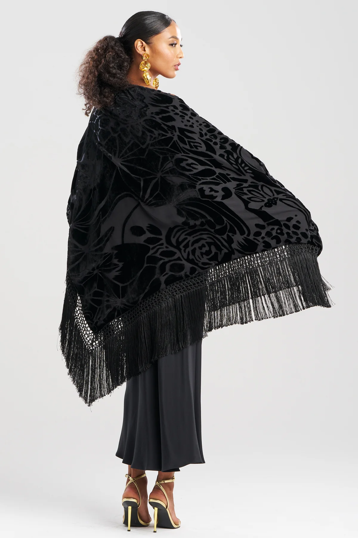 Couture Burnout Velvet Fringe Shawl - Image 3
