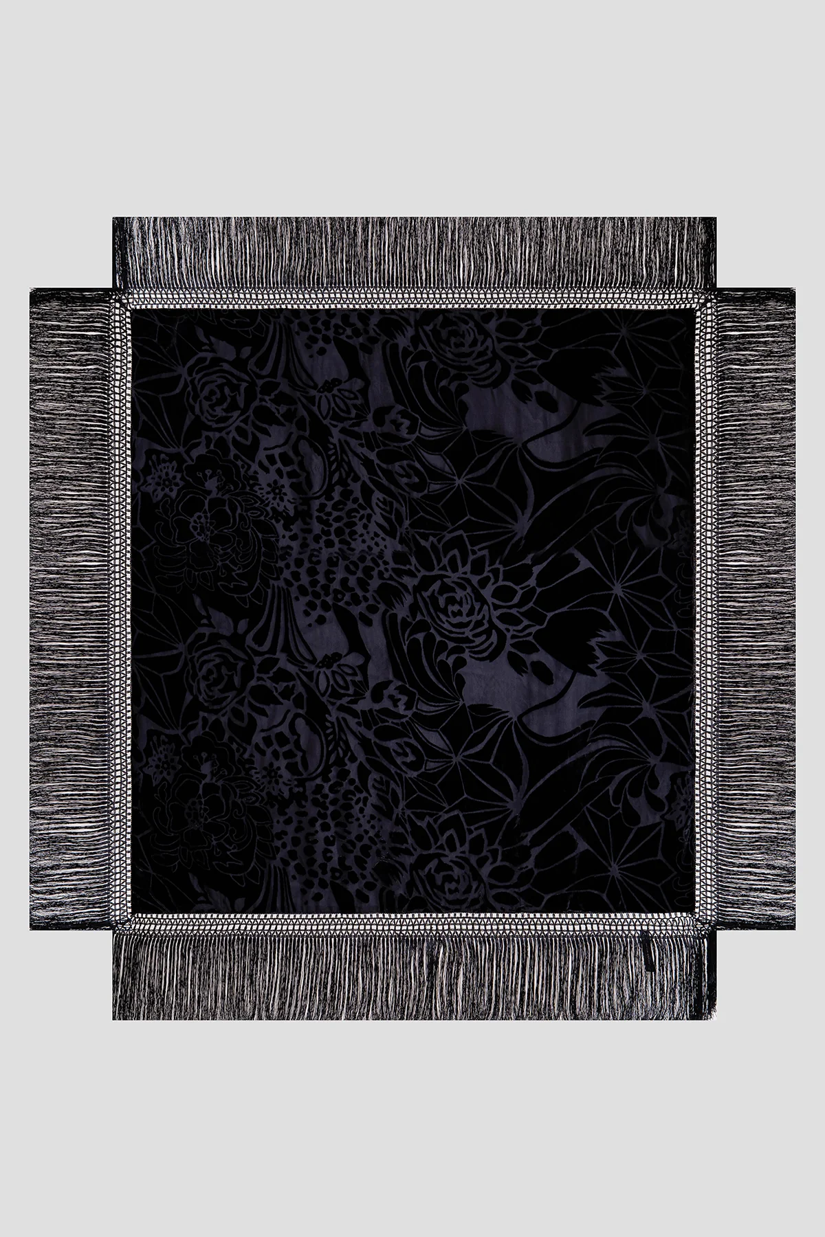 Couture Burnout Velvet Fringe Shawl - Image 4