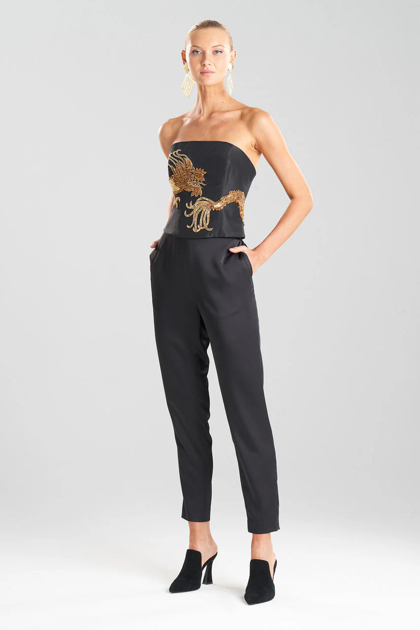 Couture Dragon Embroidered Silk Bustier