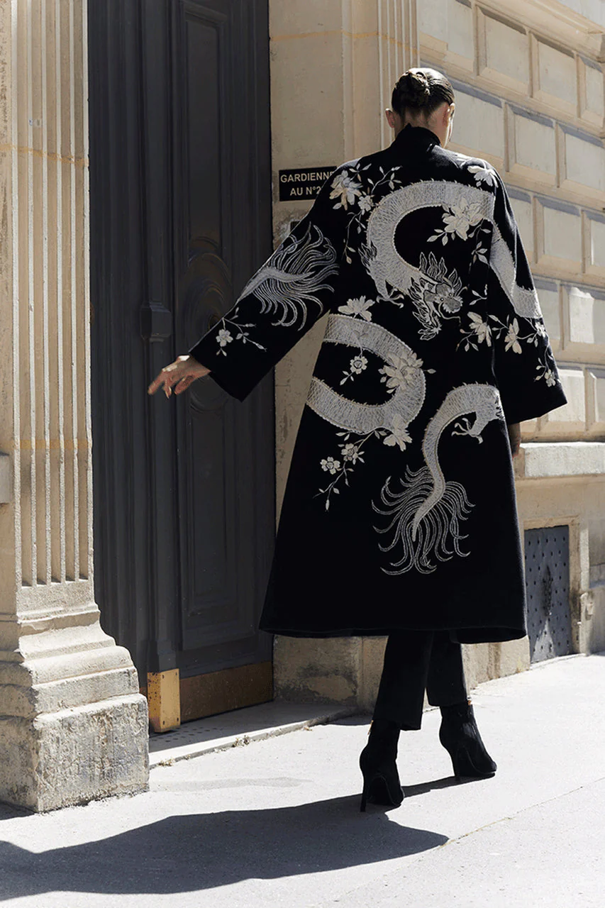 Couture Felt Embroidered Dragon Coat - Image 3
