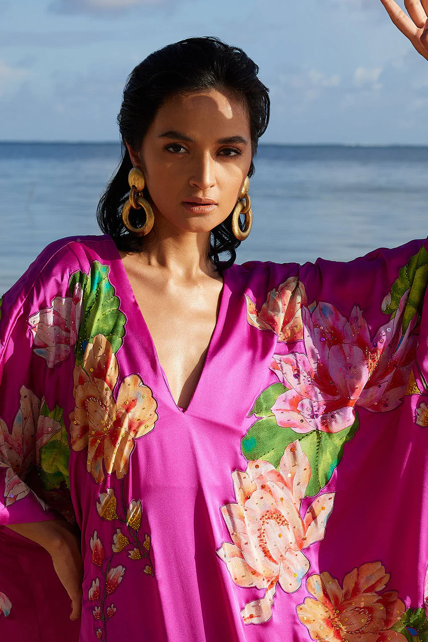 Couture Hanabi Beaded Silk Caftan - Image 4