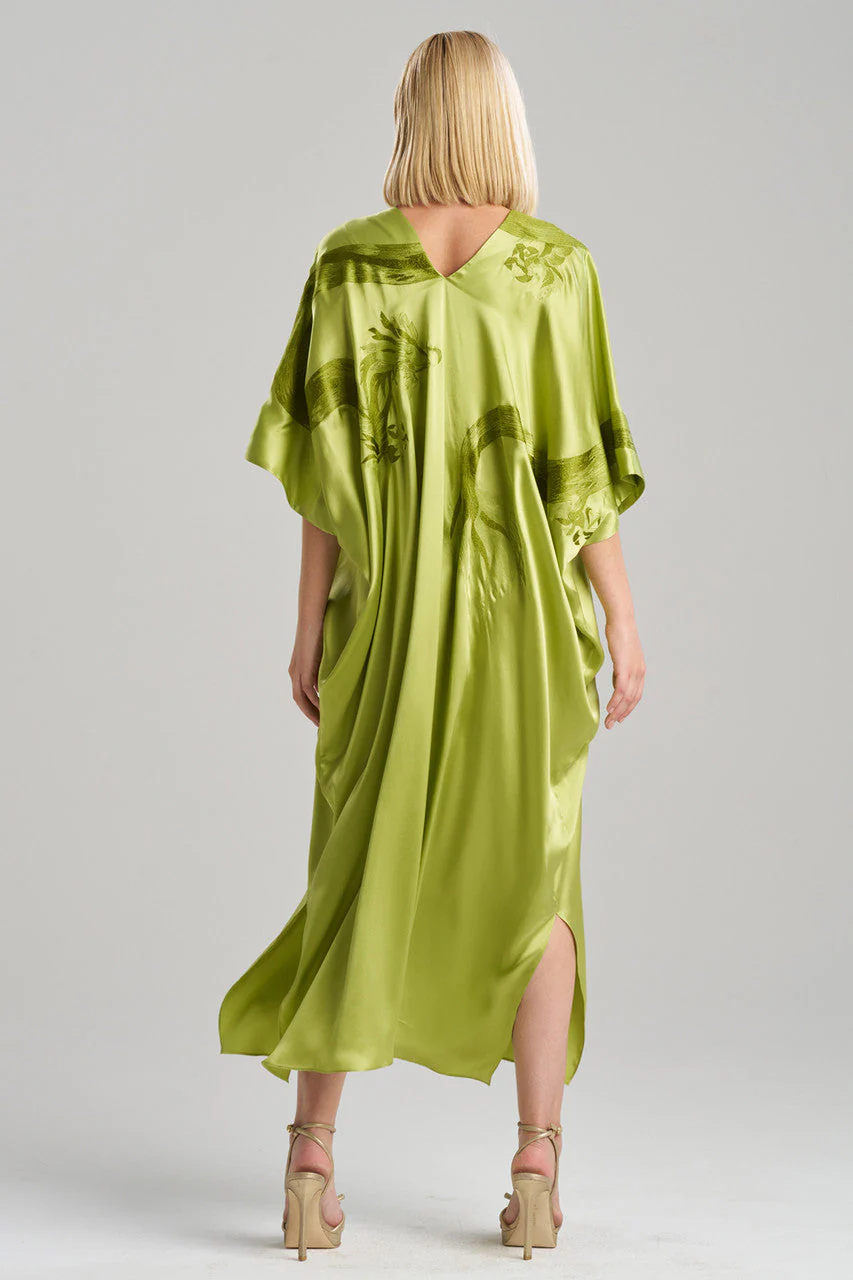 Couture Ink Dragon Embroidered Cocoon Silk Caftan - Image 3