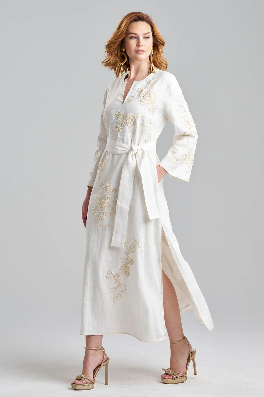 Couture Luxe Linen Embroidered Caftan