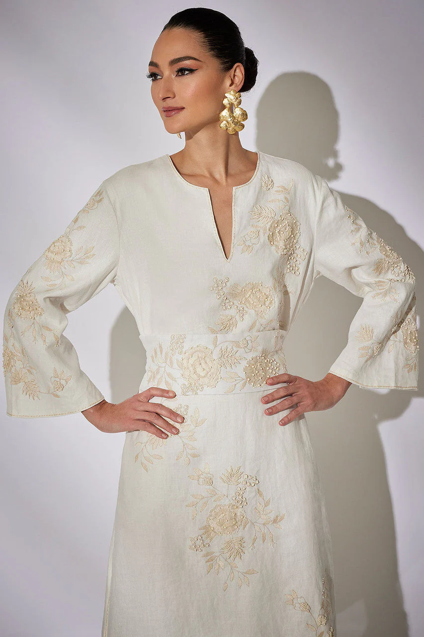 Couture Luxe Linen Embroidered Caftan - Image 4