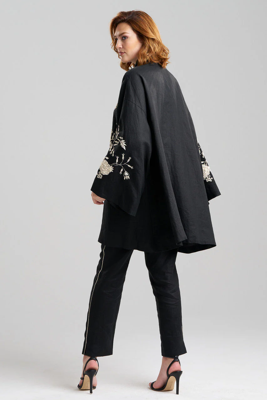Couture Luxe Linen Embroidered Kimono Jacket - Image 3