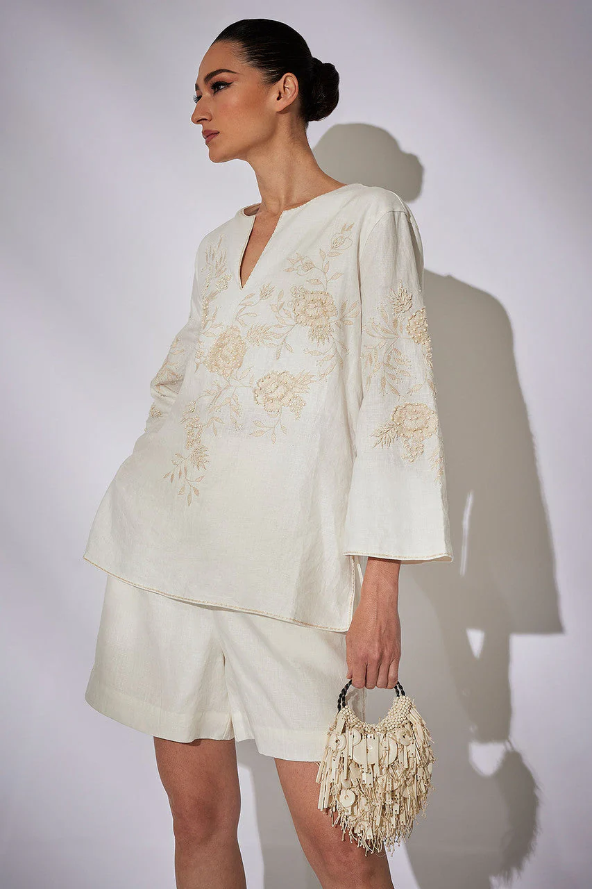 Couture Luxe Linen Embroidered Tunic - Image 4