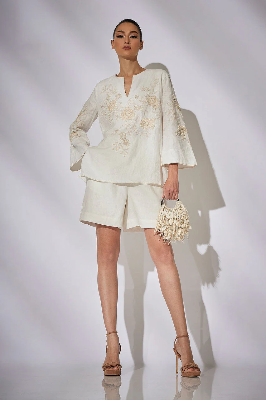 Couture Luxe Linen Embroidered Tunic - Image 5