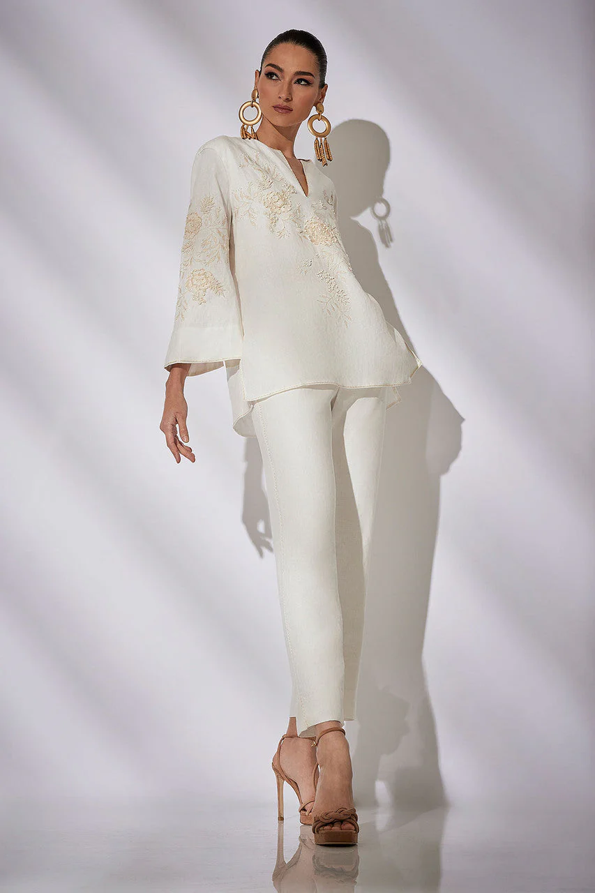 Couture Luxe Linen Embroidered Tunic - Image 6