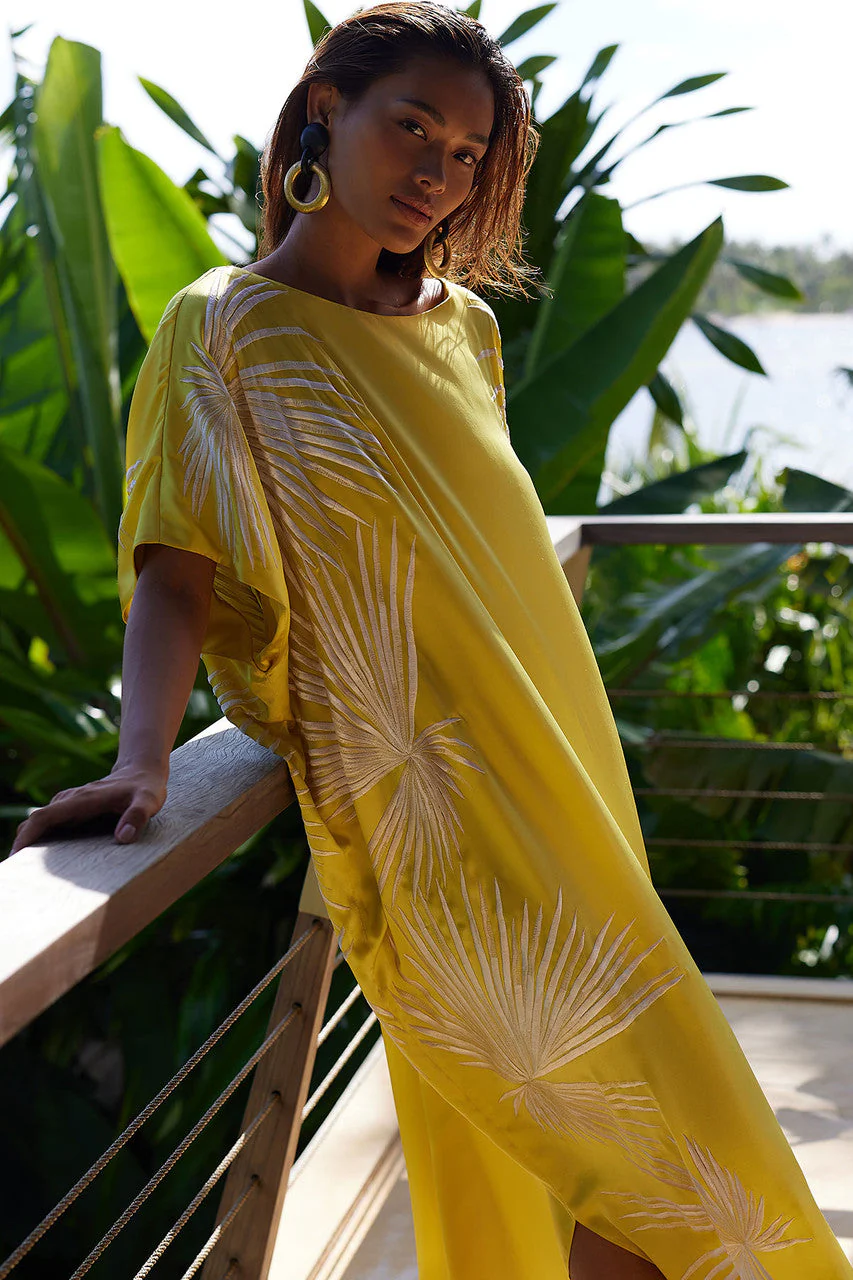 Couture Palawan Embroidered Silk Caftan - Image 4