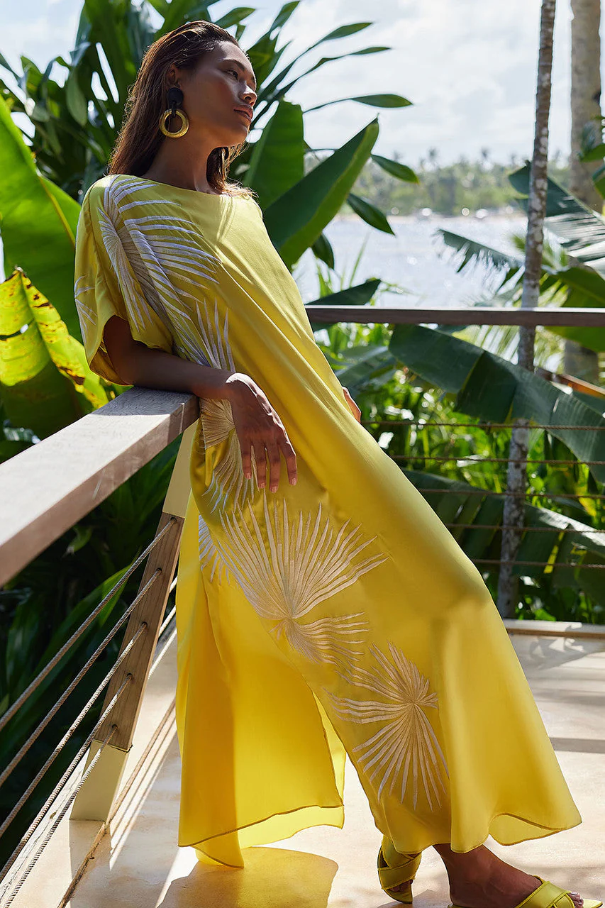 Couture Palawan Embroidered Silk Caftan - Image 5