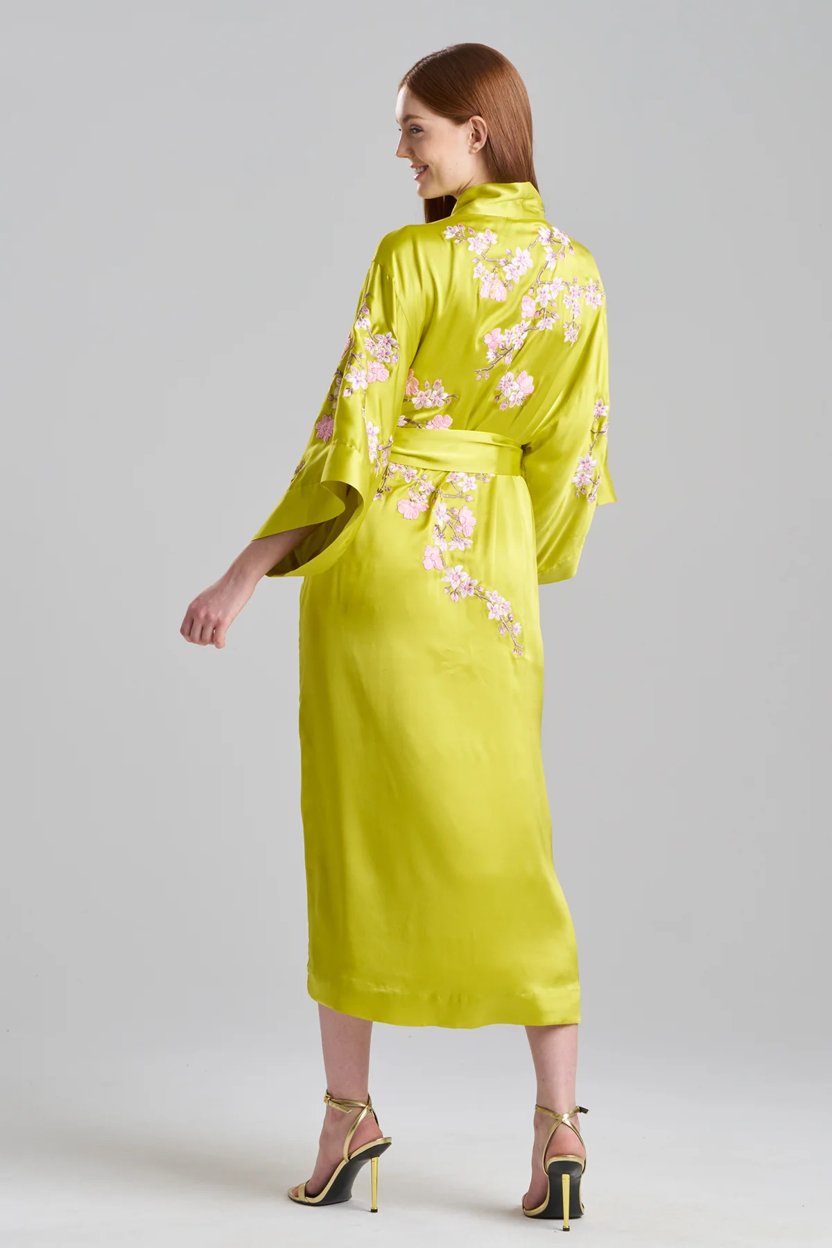 Couture Sakura Embroidered Floral Silk Robe - Image 2