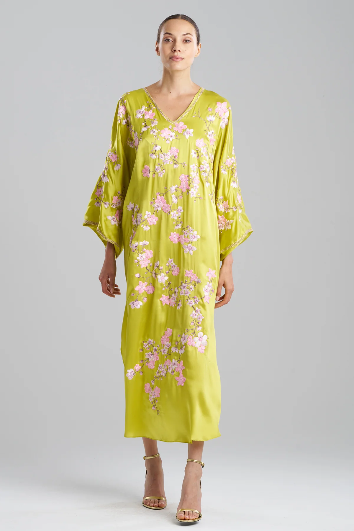 Couture Sakura Embroidered Silk Caftan - Image 2