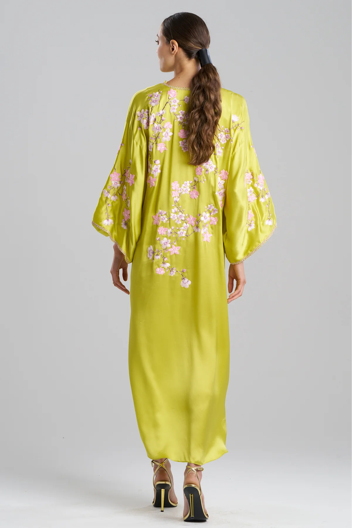 Couture Sakura Embroidered Silk Caftan - Image 3