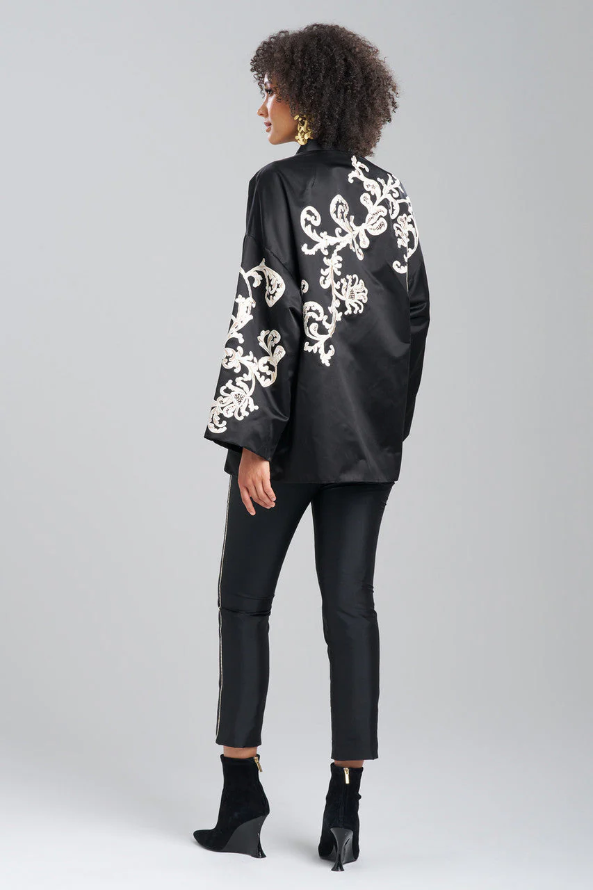 Couture Silk Duchess Satin Embroidered Coat - Image 2