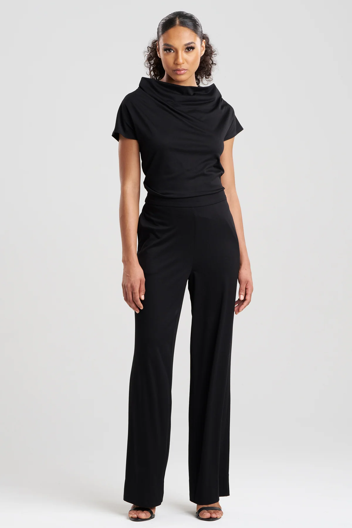 Crepe Knit Wide Pull On Pants
