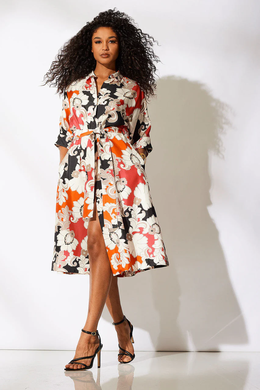 Cressida Printed Silk Twill Belted Shirtdress - Image 4