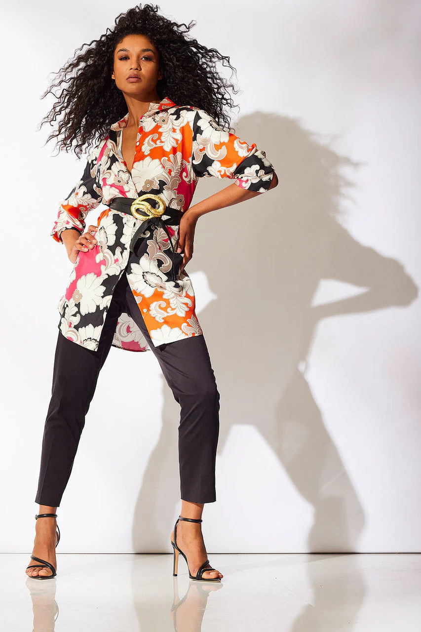 Cressida Printed Silk Twill Tunic Shirt