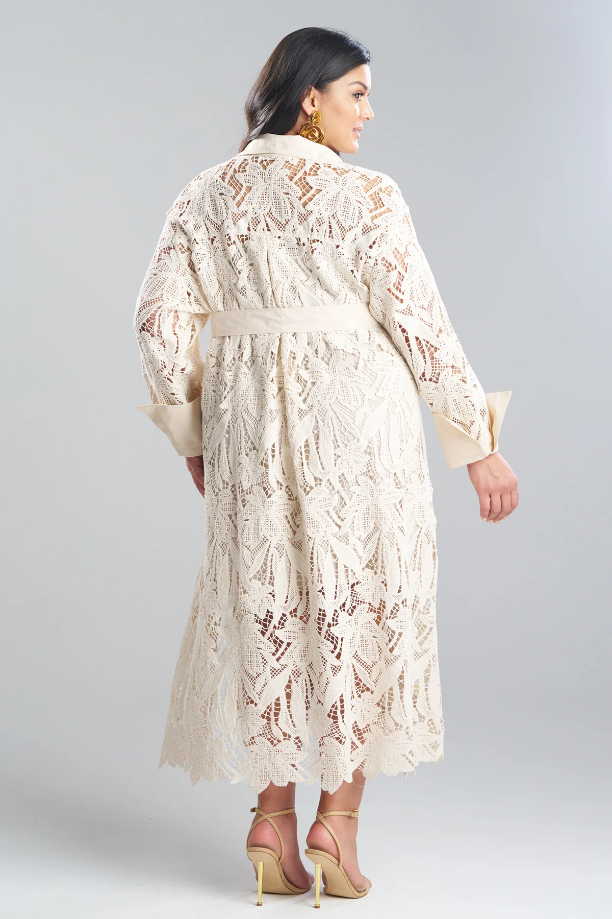Crochet Lace Cotton Oversized Button Down Shirtdress - Image 5