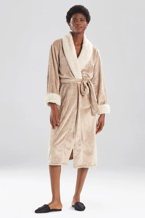 Faux Fur Trim Robe