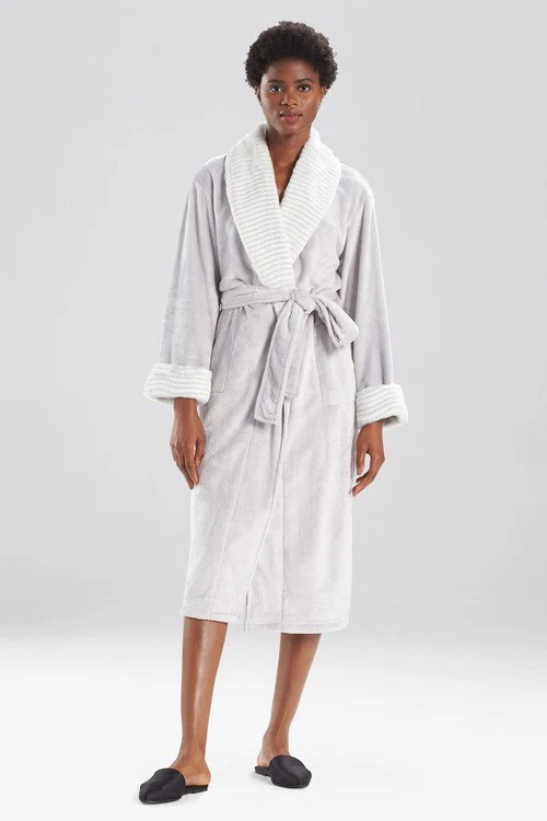 Faux Fur Trim Robe