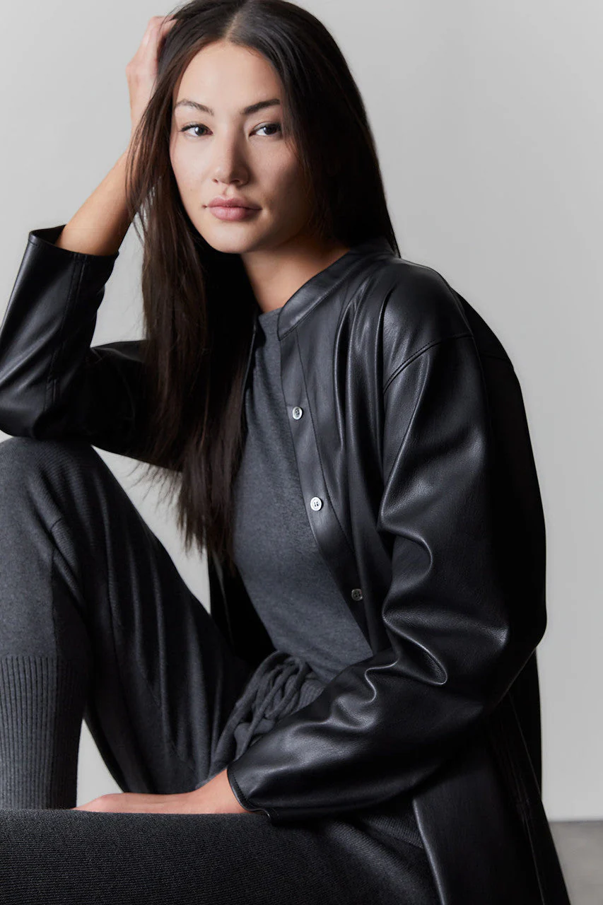 Faux Lambskin Oversized Shirt - Image 4
