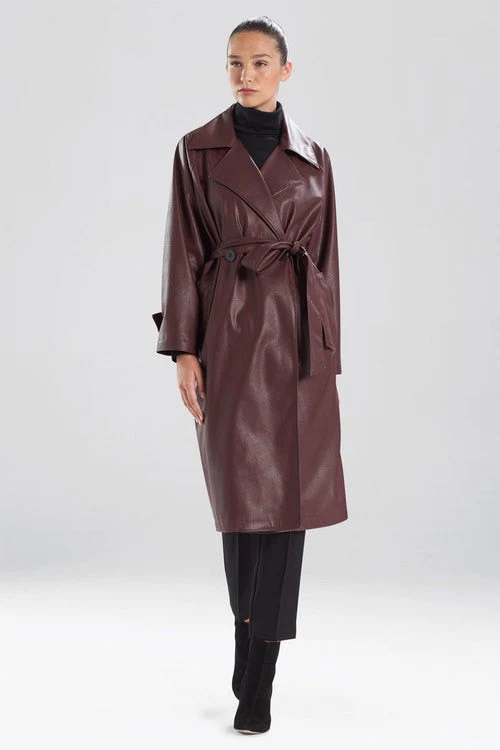 Faux Leather Trench Coat - Image 11
