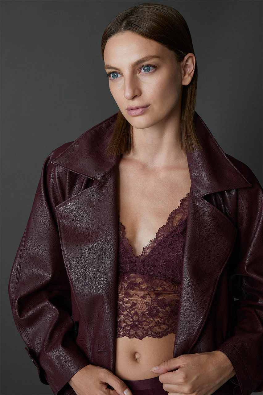 Faux Leather Trench Coat - Image 4