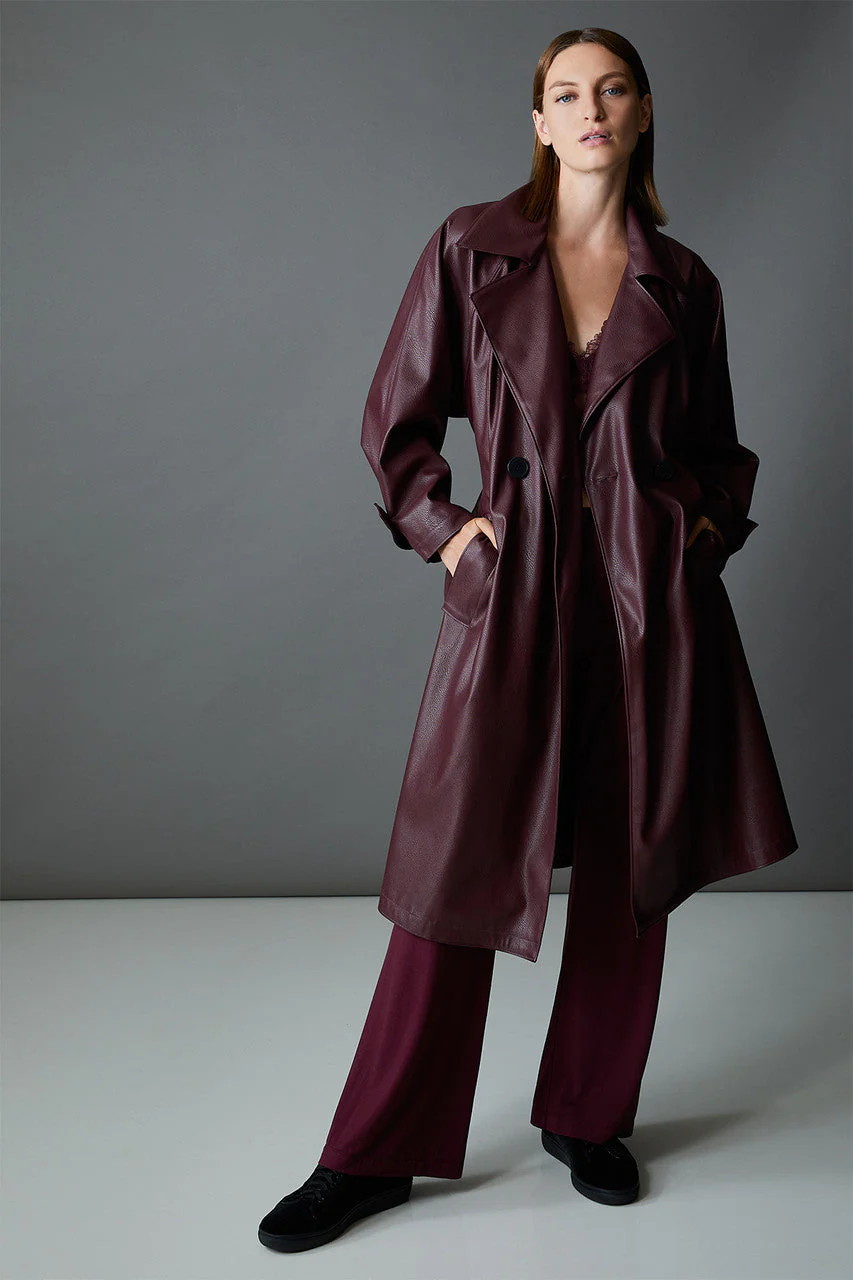 Faux Leather Trench Coat - Image 5