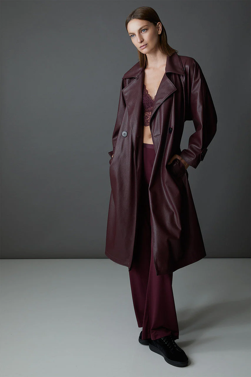 Faux Leather Trench Coat - Image 7