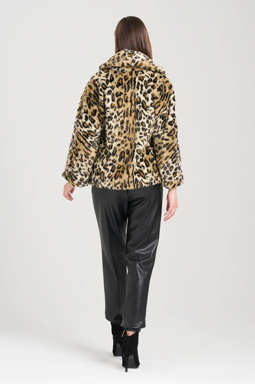 Faux Leopard Fur Shawl Coat - Image 2