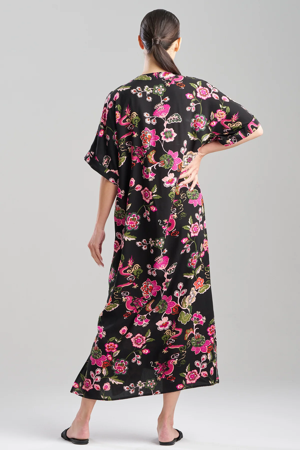 Fleur Dragon Printed Challis Dolman Caftan - Image 2