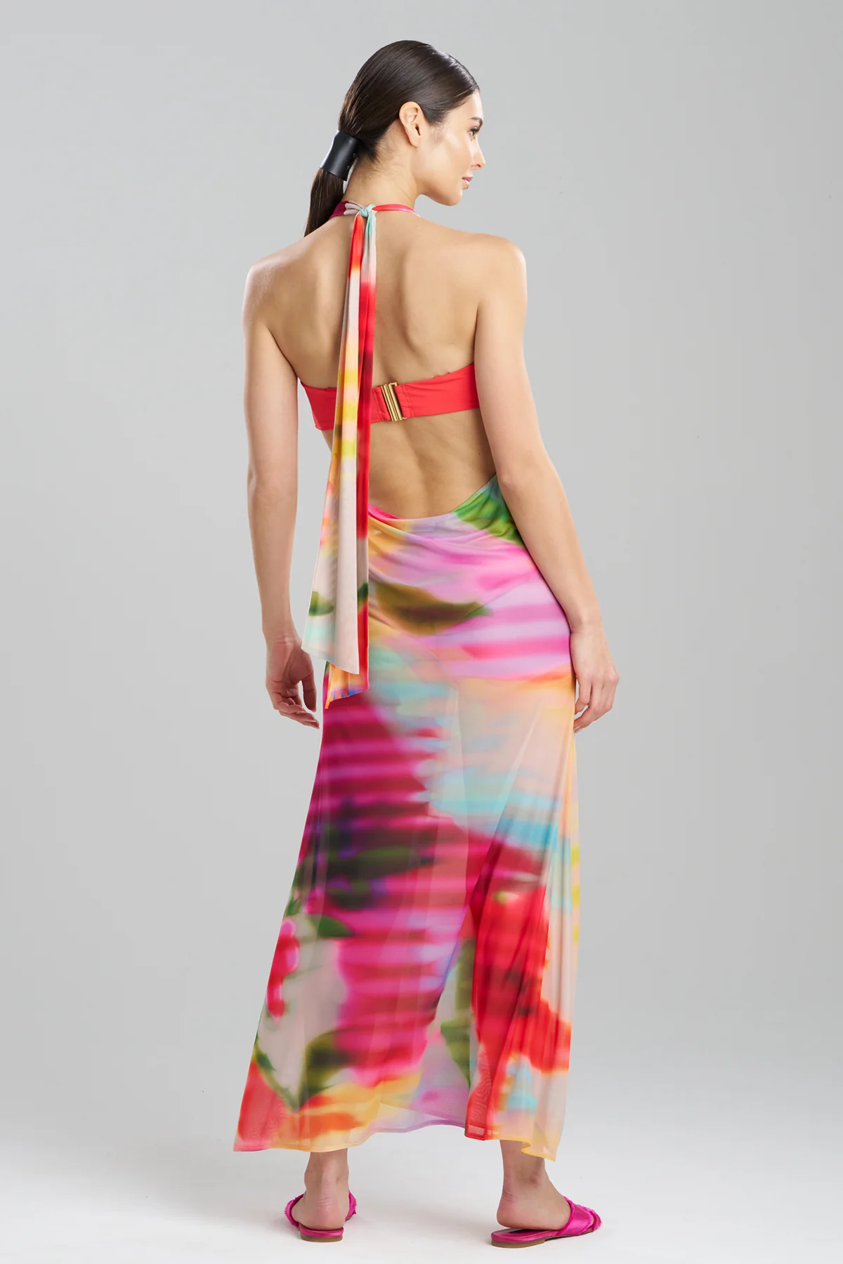 Floral Mirage Printed Mesh Halter Dress - Image 2