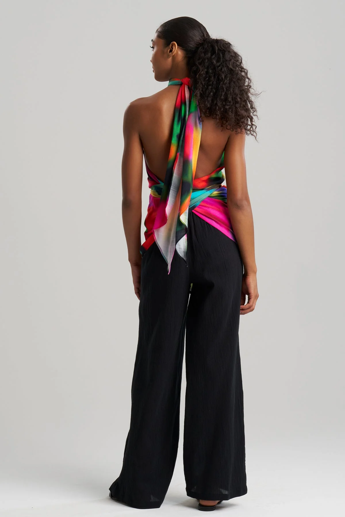 Floral Mirage Printed Rayon Scarf Top - Image 2