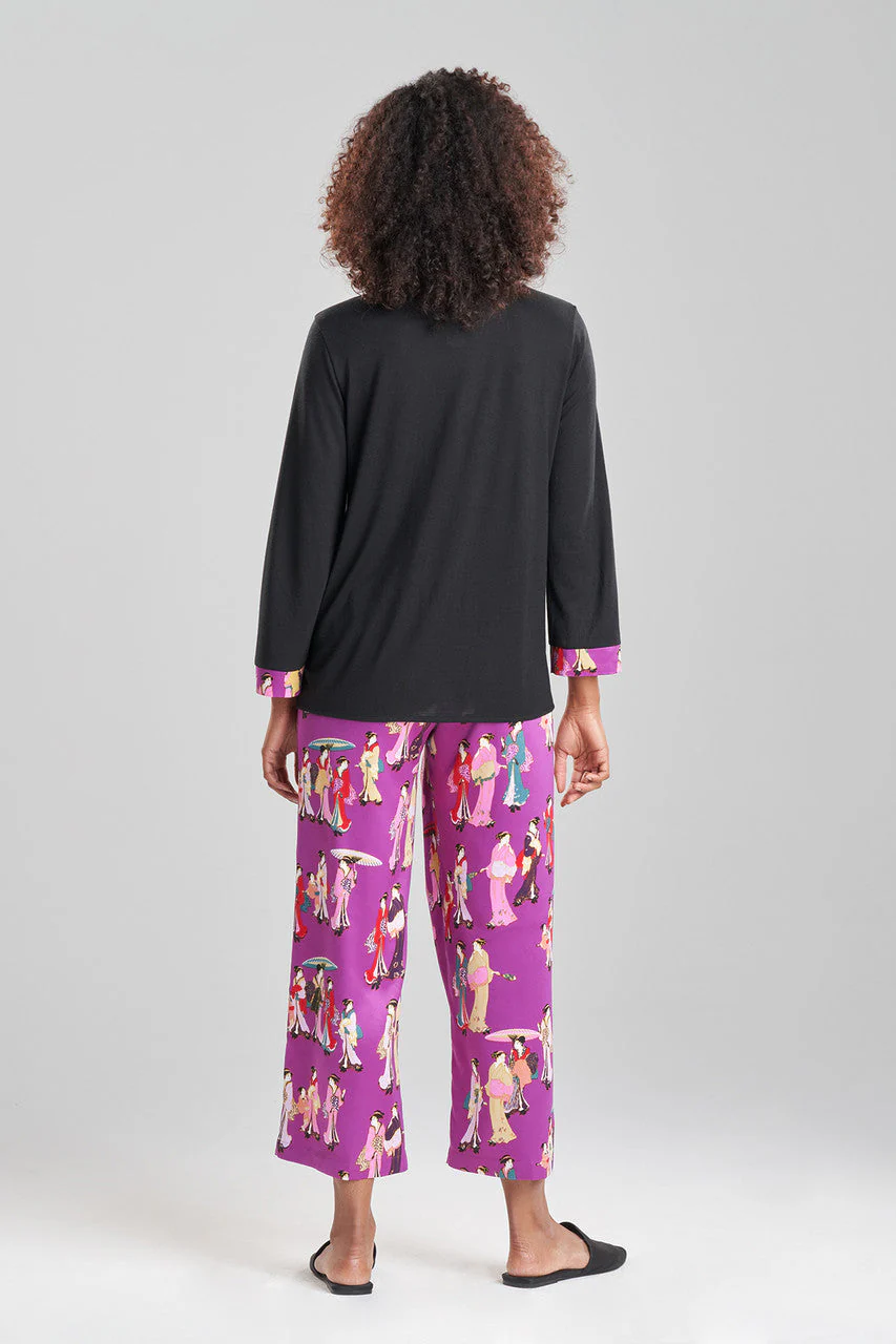 Geisha Printed Satin Mandarin PJ - Image 3