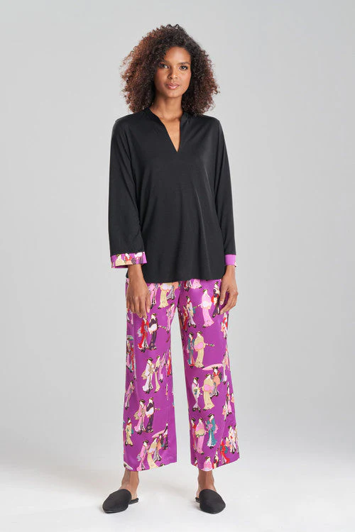 Geisha Printed Satin Mandarin PJ - Image 4