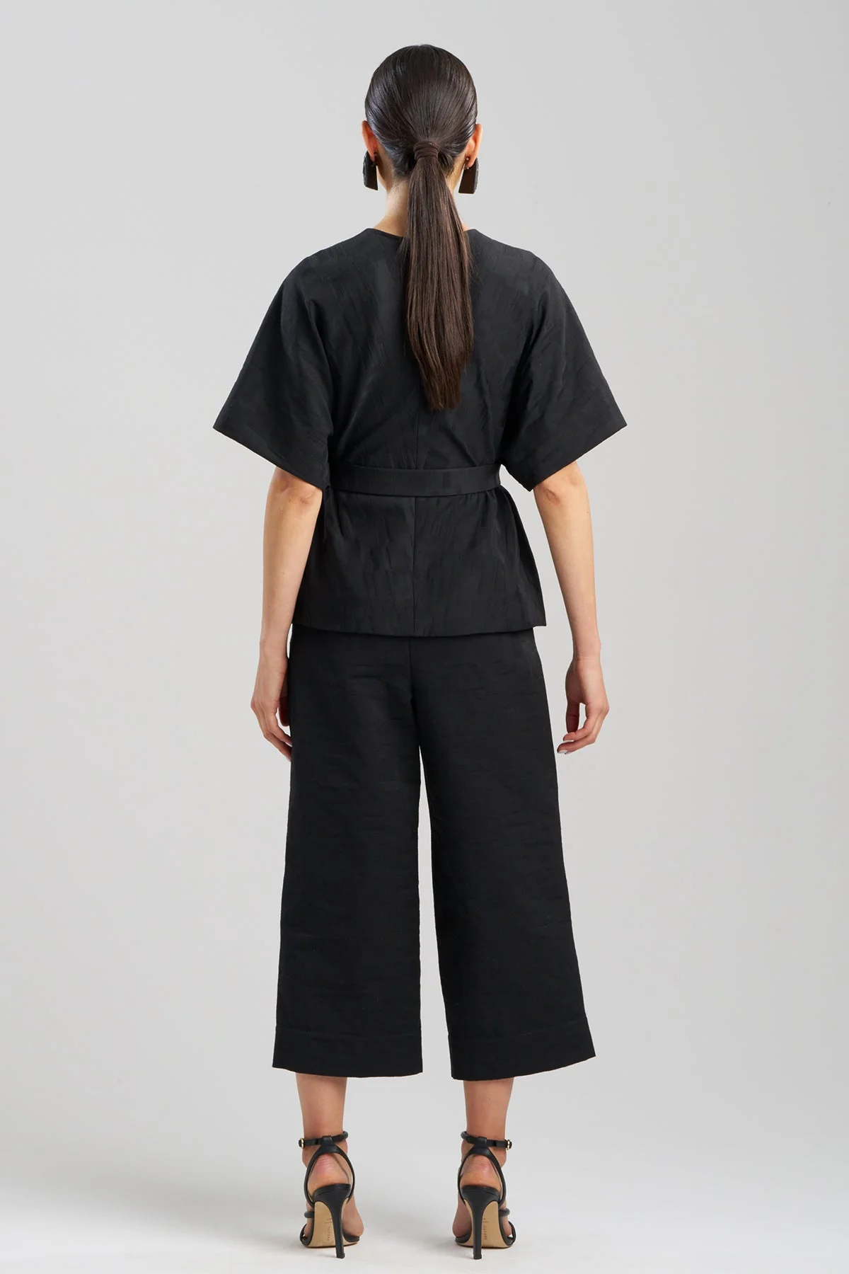 Geo Texture Jacquard Kimono Wrap Top - Image 2
