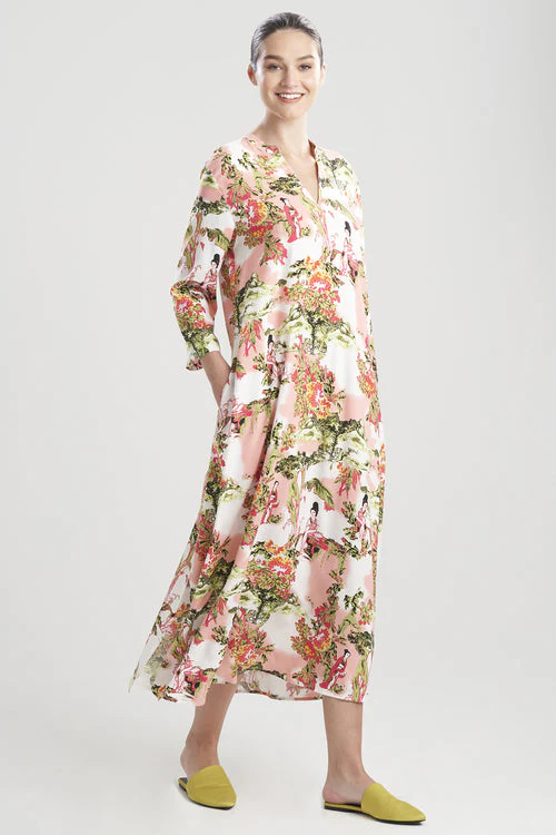 Gion-Printed Challis Caftan
