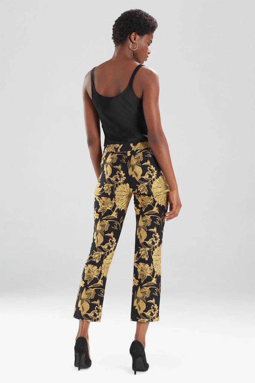 Gold Flower Jacquard Pants - Image 3