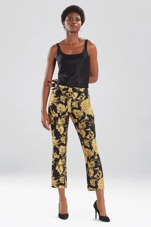 Gold Flower Jacquard Pants - Image 5