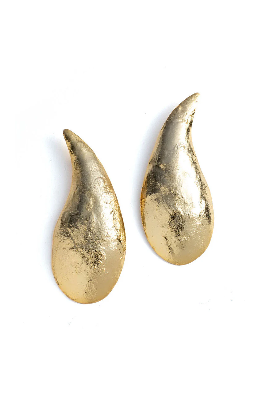 Gold Plated Brass Teardrop Earrings