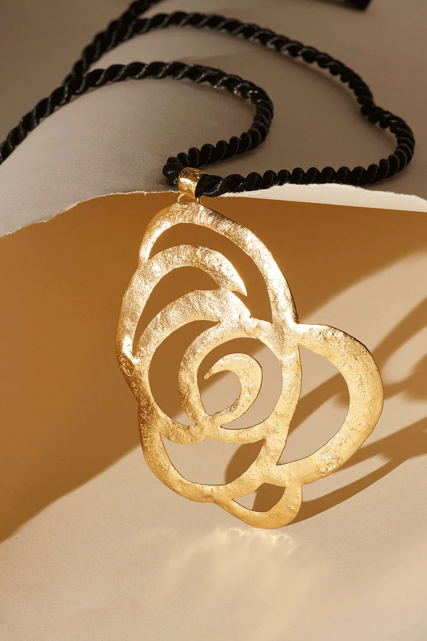 Gold Plated Floral Scroll Necklace - Image 2