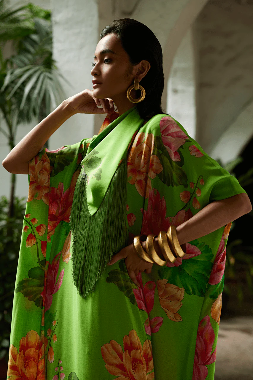 Hanabi Fringe Silk Caftan - Image 3