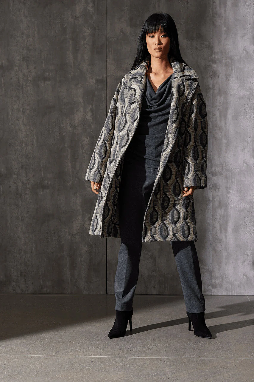 Hexagon Jacquard Belted Coat - Image 5