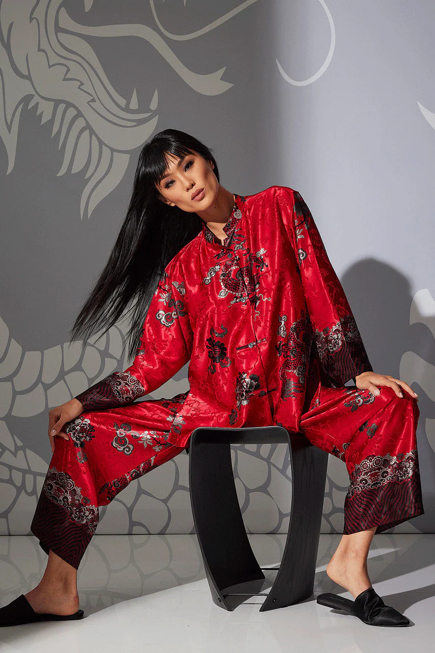 Imperial Dragon Jacquard Mandarin PJ - Image 5