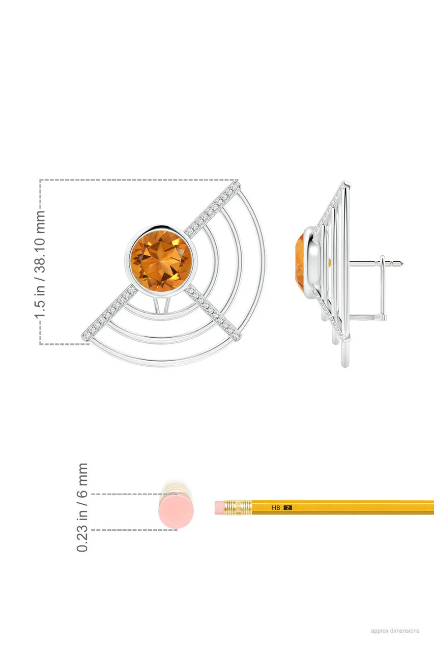 Infinity Half Concentric Circle 14K Gold and Citrine Button Studs - Image 3
