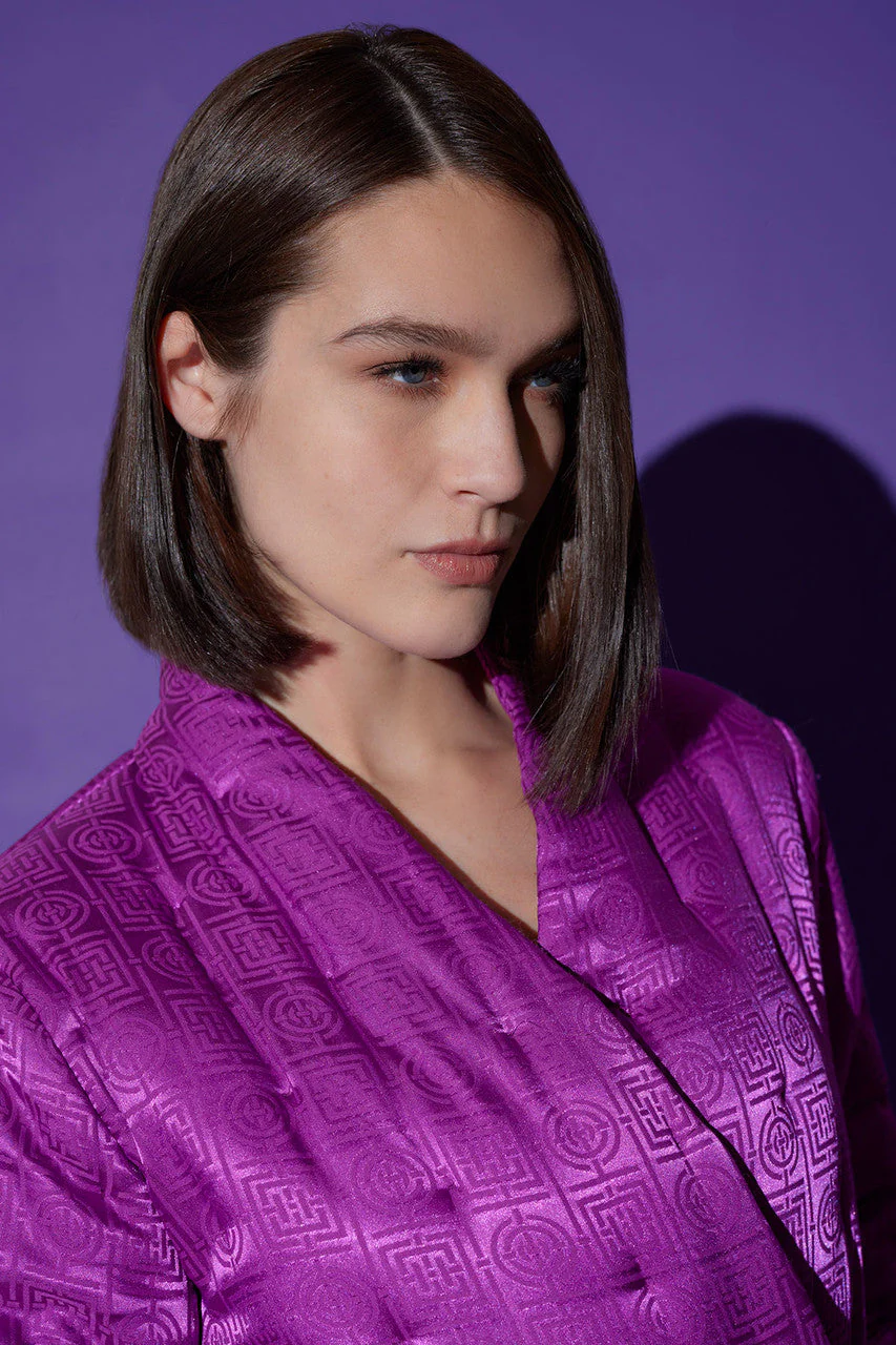 Infinity Jacquard Quilted Short Robe - Image 5
