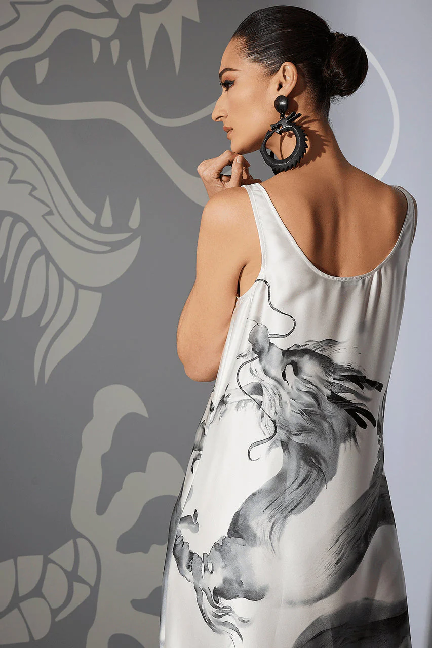 Ink Dragon Silk Gown - Image 3