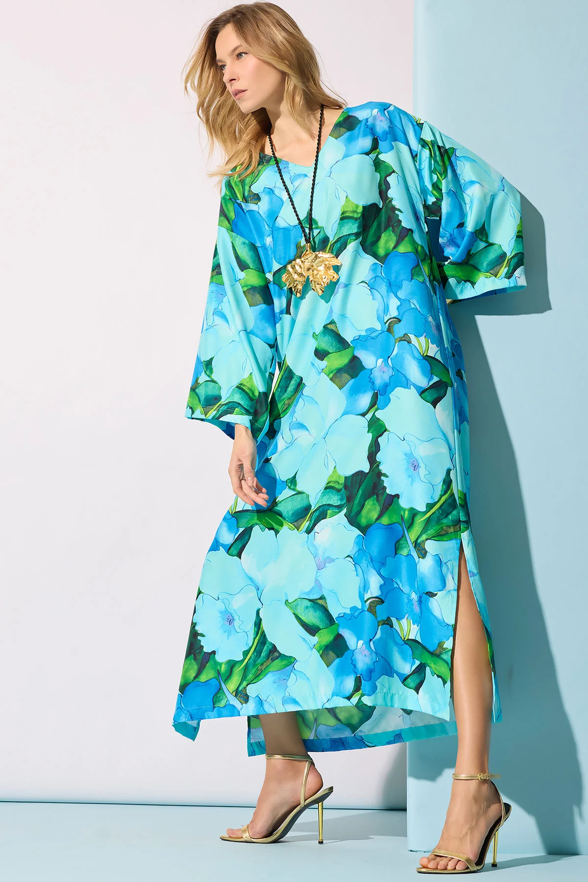 Isla Printed Satin Caftan