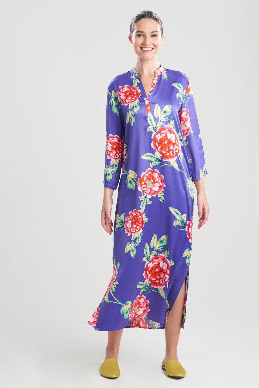 Island Fleur-Printed Matte Satin Caftan - Image 2
